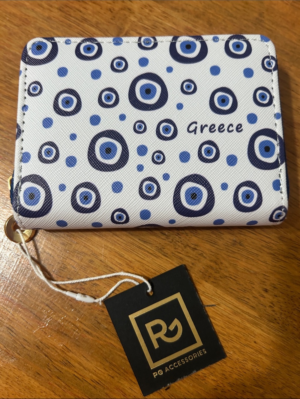 Greece Blue Polka Dot Evil Eye Zip Wallet